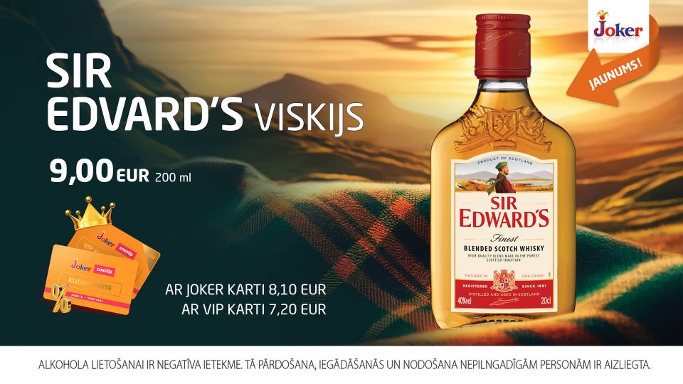 JAUNUMS! SIR EDVARD’S viskijs 0.2l!